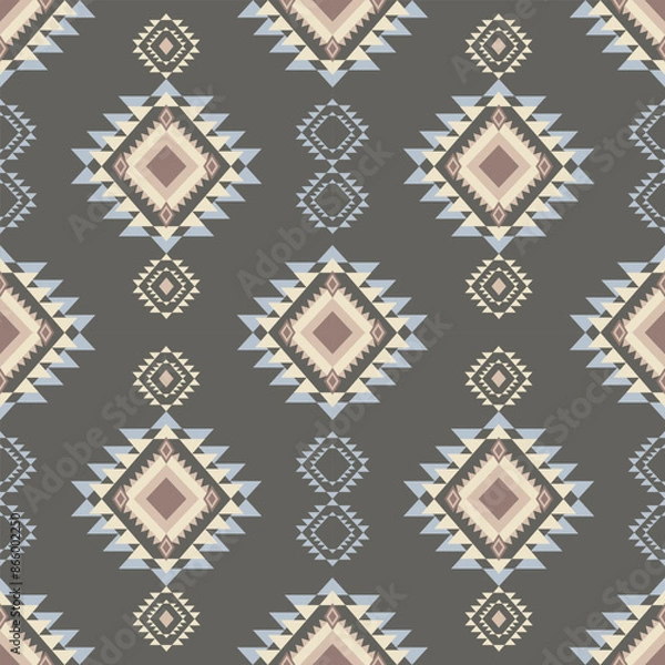 Obraz Grey Indian Boho Seamless Pattern. Navajo style repeat
