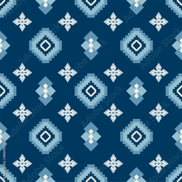 Obraz Navy repeat pattern geomatric flower style