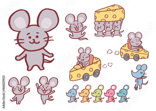 Fototapeta かわいいネズミのキャライラスト