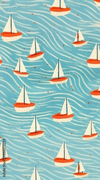 Fototapeta Boat pattern sailboat vehicle art.