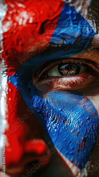 Fototapeta Croatian Soccer Fan with Flag Painted Face