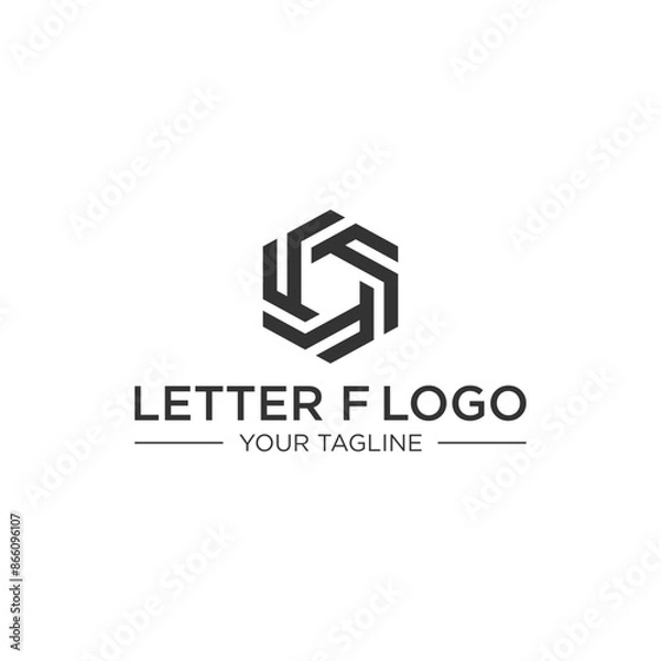 Fototapeta Letter F Logo Design with Hexagon Shape