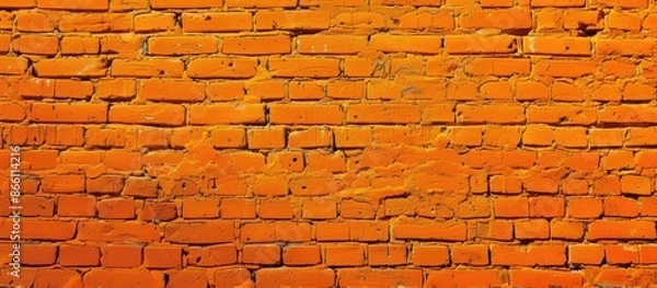 Fototapeta A background of an orange brick wall with copy space image.