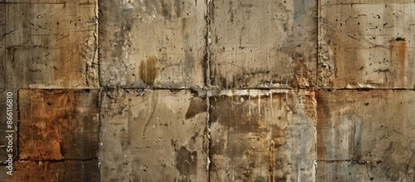 Fototapeta Texture of an aged concrete block wall in a faded brown hue with a background suitable for copy space image.