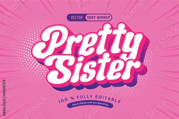 Obraz 3D Pink Pretty Sister Editable Text Effect