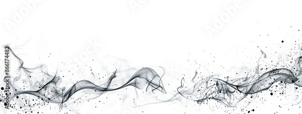 Fototapeta Black smoke border png on transparent background. Grey fog frame banner with copy space for text in the style of black and grey.