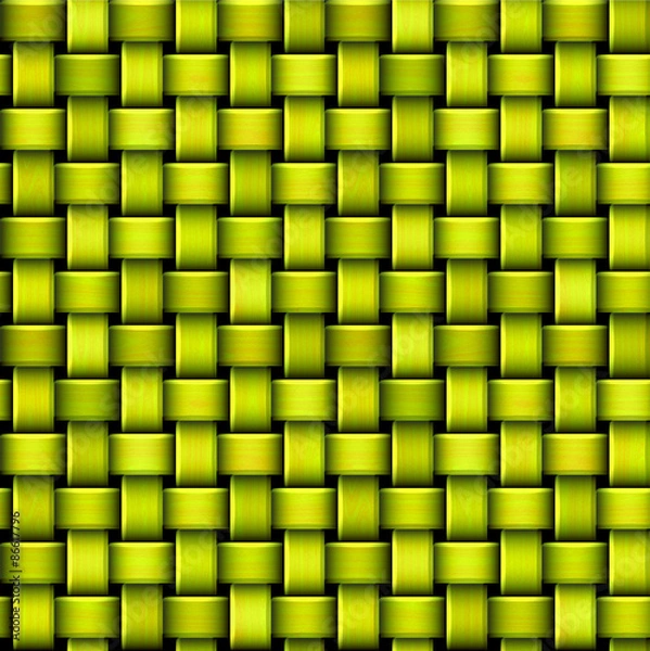 Fototapeta Seamless green and yellow pattern with intertwining structure resembling basket