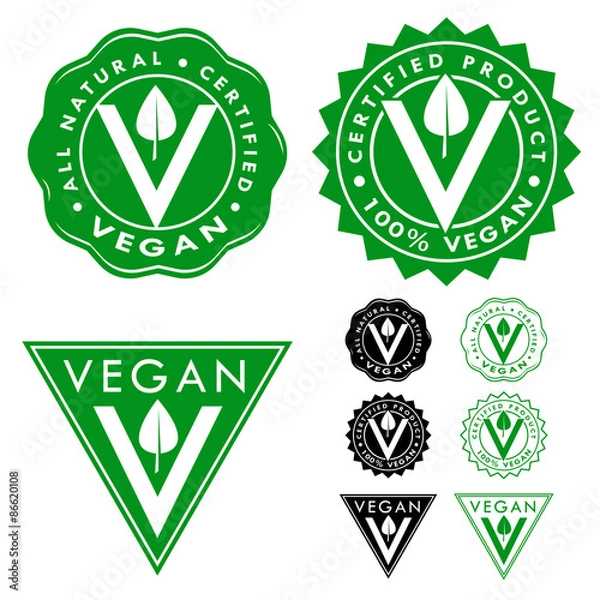 Obraz Vegan Certified Seals Icons Set