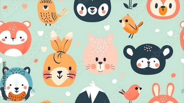 Fototapeta tile of funny animals, you can arrange vertical and horizontal, the pattern will be match.