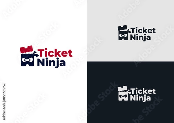 Fototapeta Ticket Ninja logo design concept