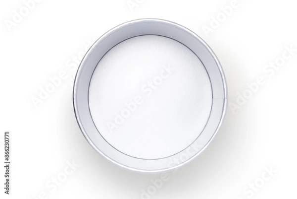 Fototapeta Empty disposable paper bowl isolated on white background. Top view