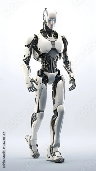 Fototapeta Sleek Android Robot Displaying Advanced Programming and Artificial Intelligence Concepts