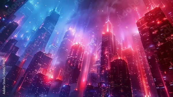 Fototapeta Modern digital abstract futuristic 3D background. Generative AI