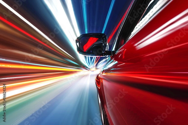 Obraz car on the road with motion blur background