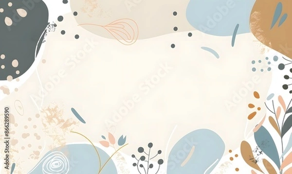 Fototapeta a cute pastel color frame with simple shapes and lines, simple flat illustration, Generative AI