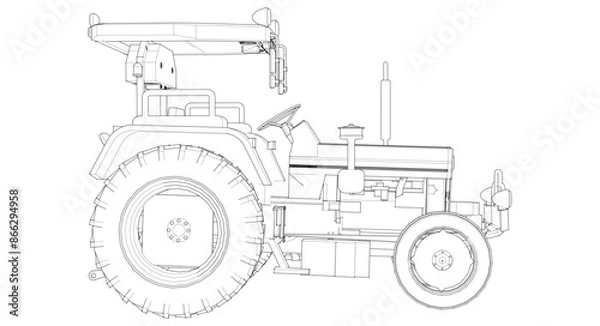 Fototapeta tractor graphic sketch illustration 3d	

