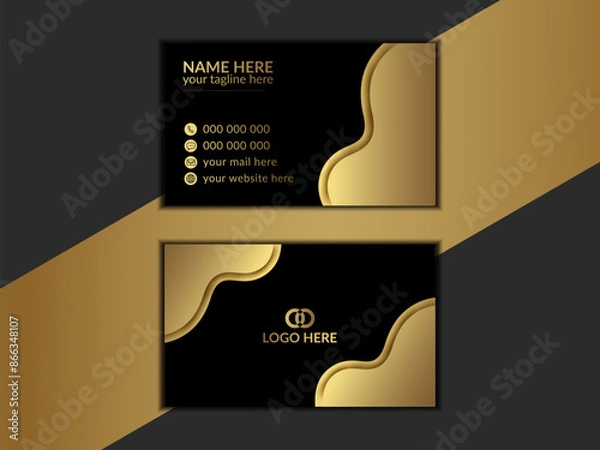 Obraz  golden business card design, Luxury and elegant dark black business card design Luxury and elegant dark black business card design