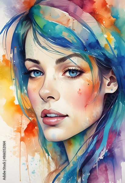 Fototapeta portrait of a person with colorful makeup