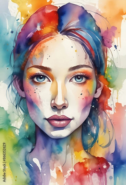 Fototapeta portrait of a woman with painted face