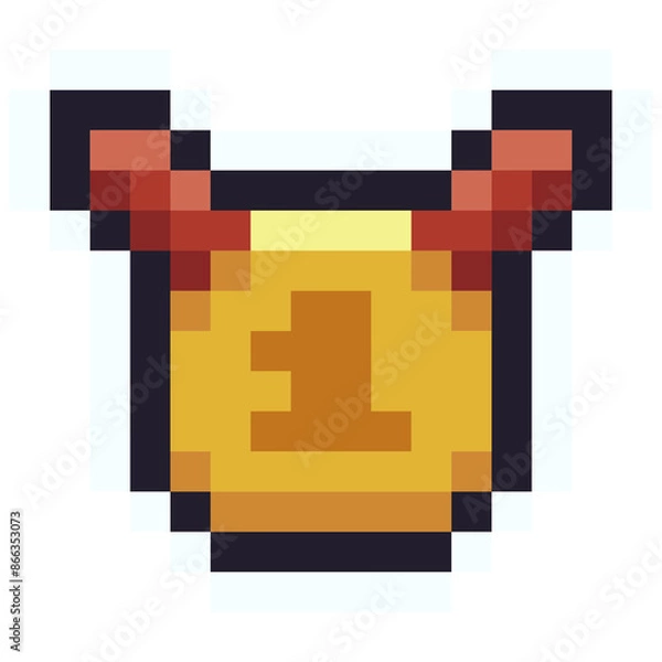 Obraz Pixel game button 8 bit pixel or Game design icons on white transparent background, Vector illustrator 