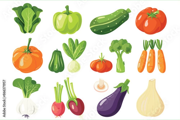Fototapeta Seamless pattern of fresh vegetables. Collection of hand drawn vegetable illustrations isolated on white background. Set of various kinds of vegetable, isolated on a white background.