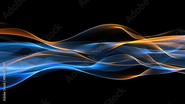 Fototapeta Abstract glowing wave lines isolated on black background