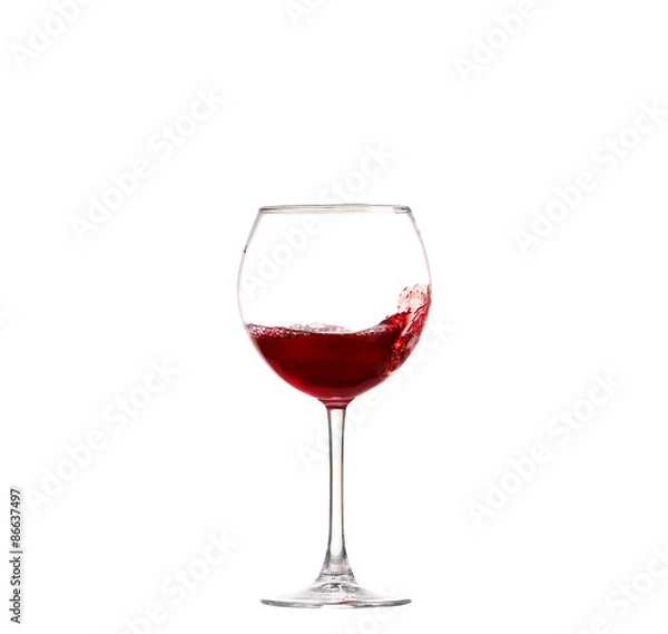 Fototapeta Wine collection - Splashing red wine in a glass. Isolated on white background
