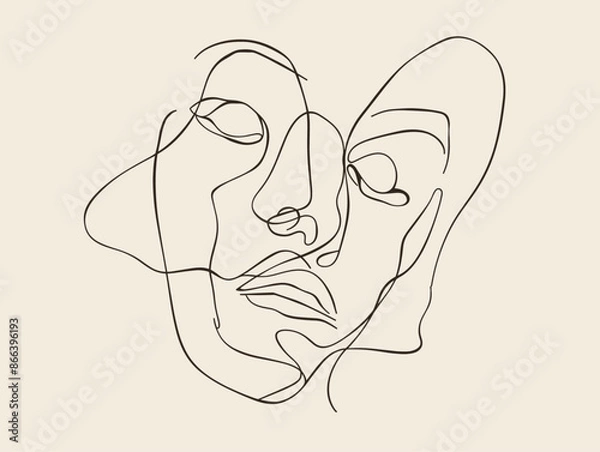 Obraz Minimalist Elegance: One-Line Symbolic Abstraction in Black on White