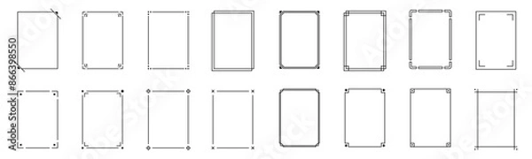 Fototapeta Monochrome simple vertical frame set with editable stroke.