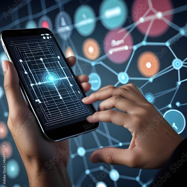 Obraz hand holding a mobile phone