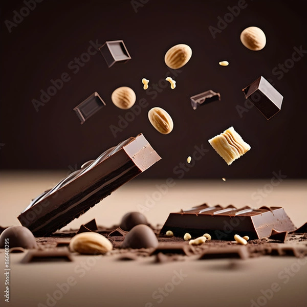 Fototapeta chocolate bar with nuts