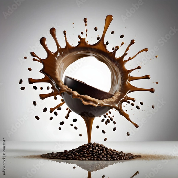 Obraz coffee beans on a white background