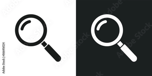 Fototapeta Magnifying glass icon illustration. Simple seek symbol. Isolated graphic illustration loupe and lens in vector design style