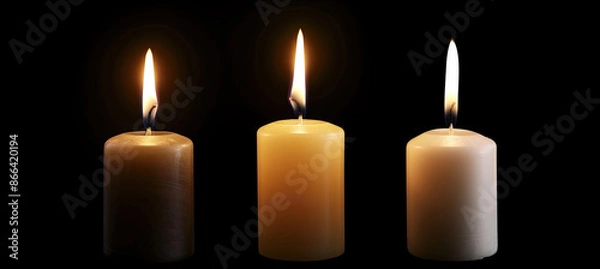 Fototapeta Candle light set isolated on black background