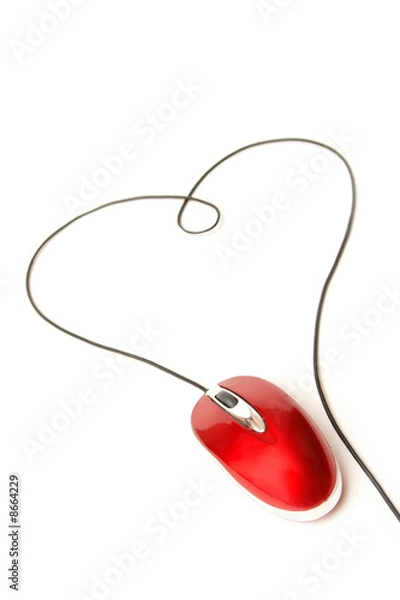 Obraz red computer mouse over white looks like heart
