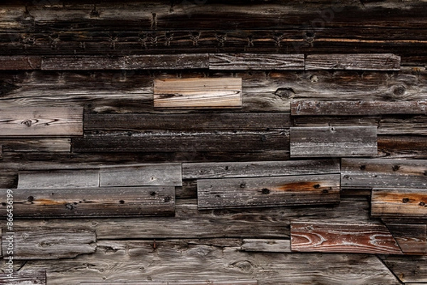 Fototapeta  Old Wooden wall overlapping in vintage style.