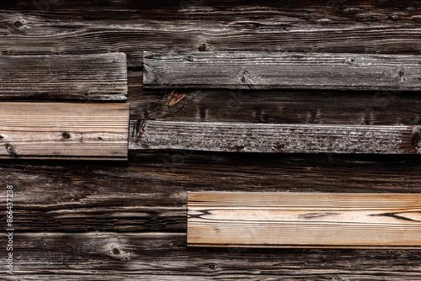 Fototapeta  Old Wooden wall overlapping in vintage style.
