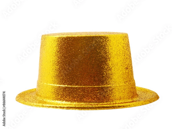 Obraz Yellow party hat isolated on white with clipping path.