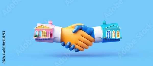 Fototapeta A detailed representation of publicprivate partnerships with handshake symbols and collaborative projects, isolated with room for text on a clean background