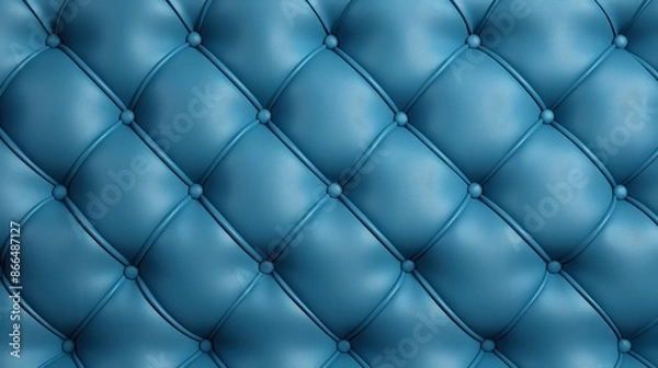 Fototapeta Blue Leather Upholstery with Diamond Pattern