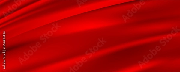 Fototapeta Elegant Red silk satin vector background. Red luxury silk cloth or satin texture with copy text space. Luxury trendy background for presentation, brochure, booklet,poster, banner. Premium Vector EPS10