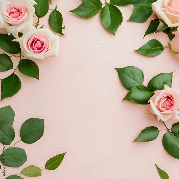 Obraz Roses on a pink background:AI-Generated 