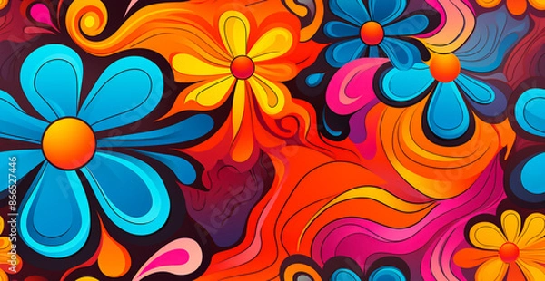 Fototapeta The flowing patterns of flowers and waves of color are seamless and beautifully sensitive.