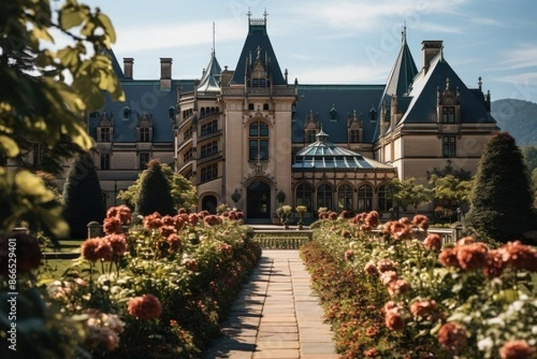 Fototapeta BILTMORE STATE Historical mansion and exuberant gardens., generative IA