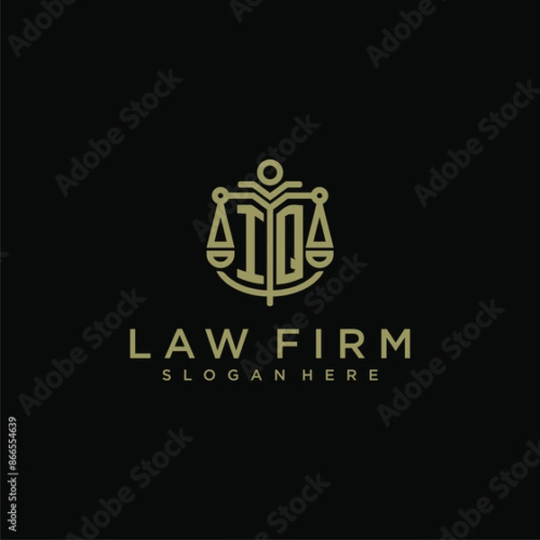 Fototapeta IQ initial monogram logo for lawfirm with scale vector design