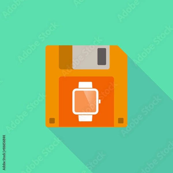 Obraz Long shadow floppy icon with a smart watch
