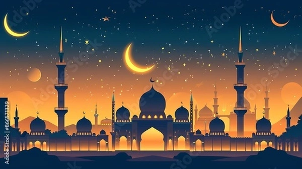 Obraz illustration of Islamic New Year social media feed template. Generative Ai