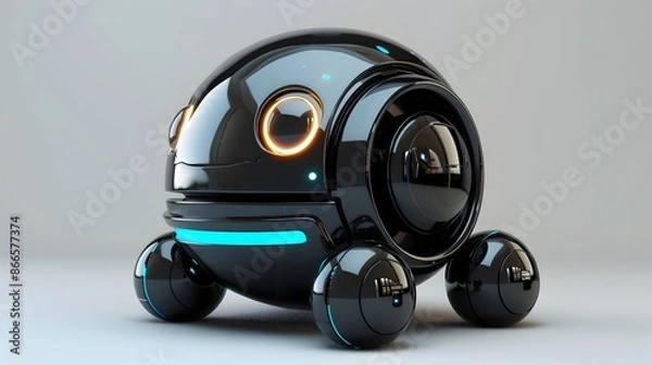 Fototapeta Sleek and Futuristic High Tech Pet Robot in Controlled Studio Lighting