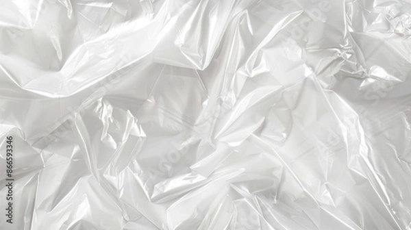 Fototapeta wavy crumpled transparent plastic, background texture