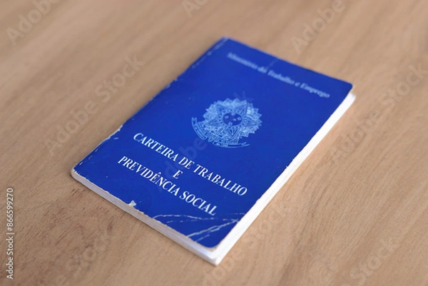Fototapeta Brazilian work card (Carteira de Trabalho). It is the document that guarantees access to worker rights in Brazil (CLT).